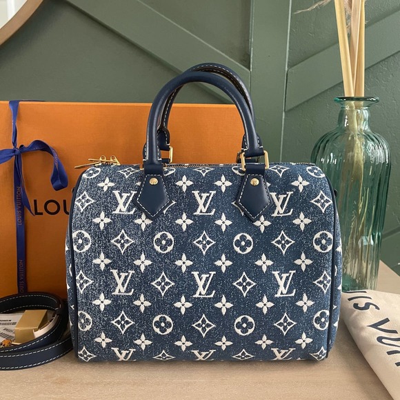 Louis Vuitton Handbags - NEW Louis Vuitton Speedy Bandouliere 25 Denim Crossbody Bag